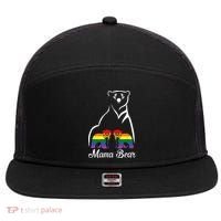 LGBT Mama Bear Pride Mom Rainbow 7 Panel Mesh Trucker Snapback Hat thumb 0