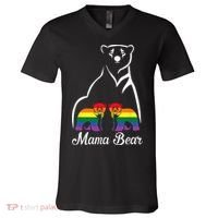 LGBT Mama Bear Pride Mom Rainbow V-Neck T-Shirt thumb 0