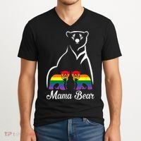 LGBT Mama Bear Pride Mom Rainbow V-Neck T-Shirt thumb 2