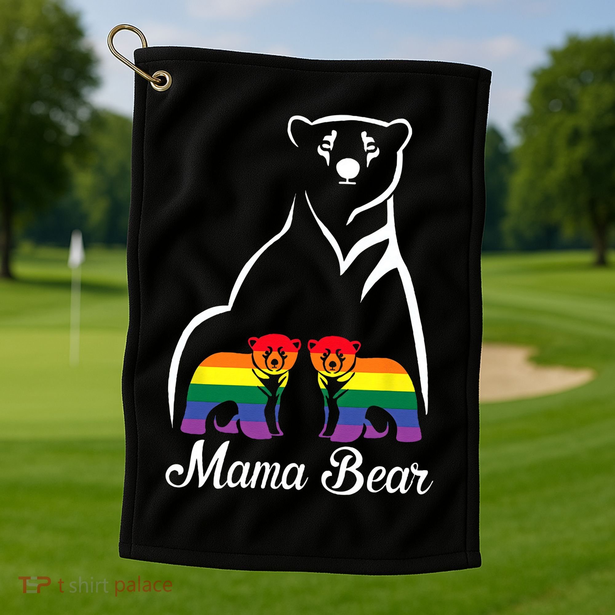 LGBT Mama Bear Pride Mom Rainbow Golf Towel