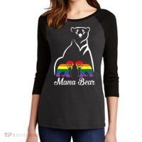 LGBT Mama Bear Pride Mom Rainbow Women's Tri-Blend 3/4-Sleeve Raglan Shirt thumb 2