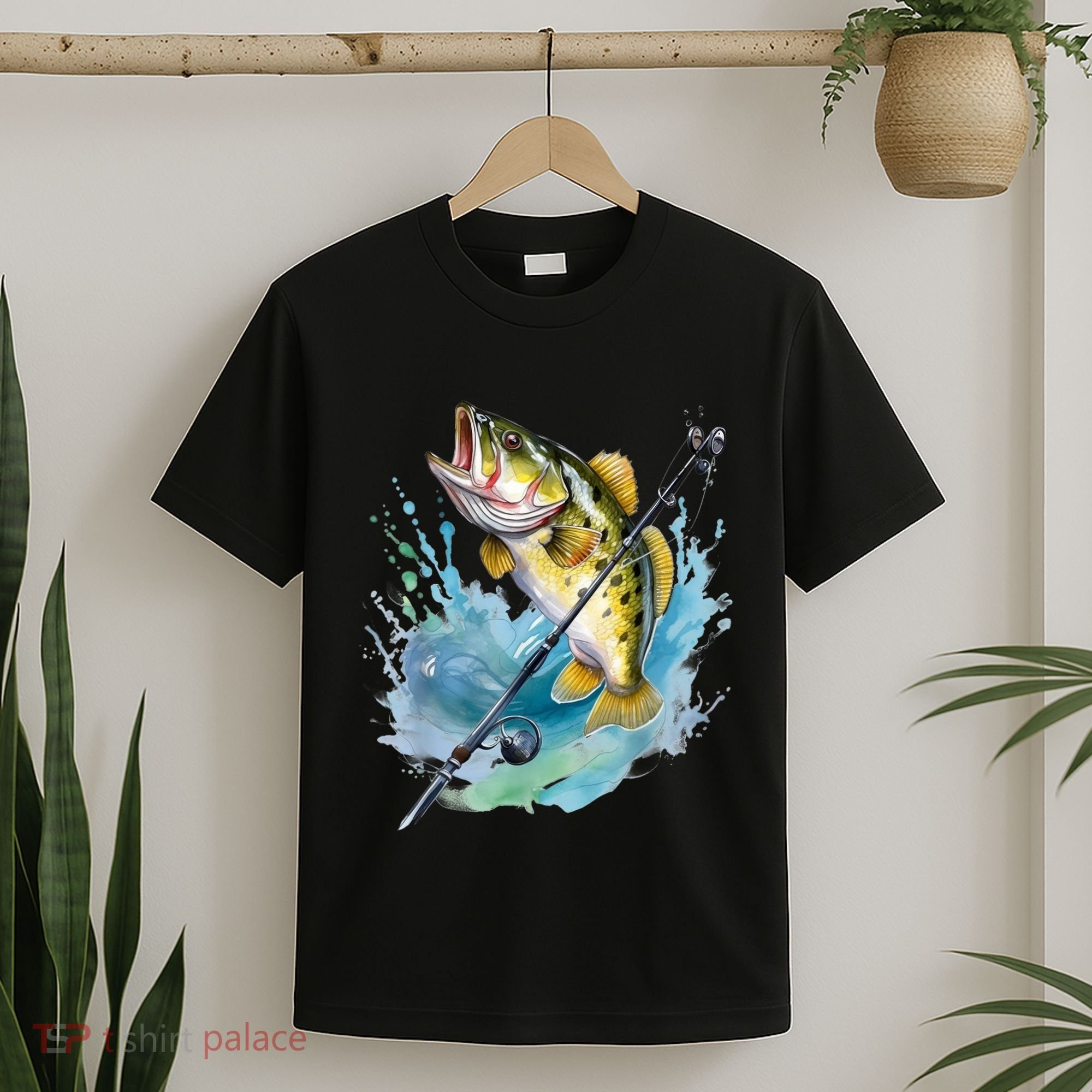 Large Mouth Bass Fish Funny Fishing Fisherman Men T-Shirt