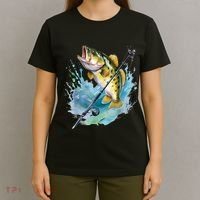 Large Mouth Bass Fish Funny Fishing Fisherman Men T-Shirt thumb 4