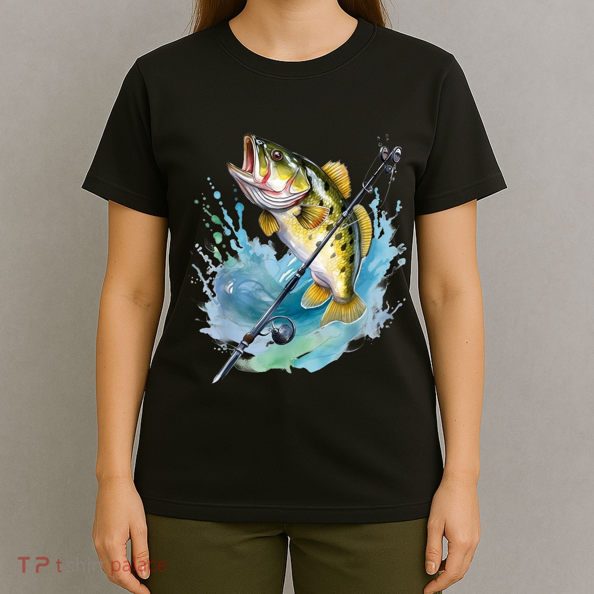 Large Mouth Bass Fish Funny Fishing Fisherman Men T-Shirt
