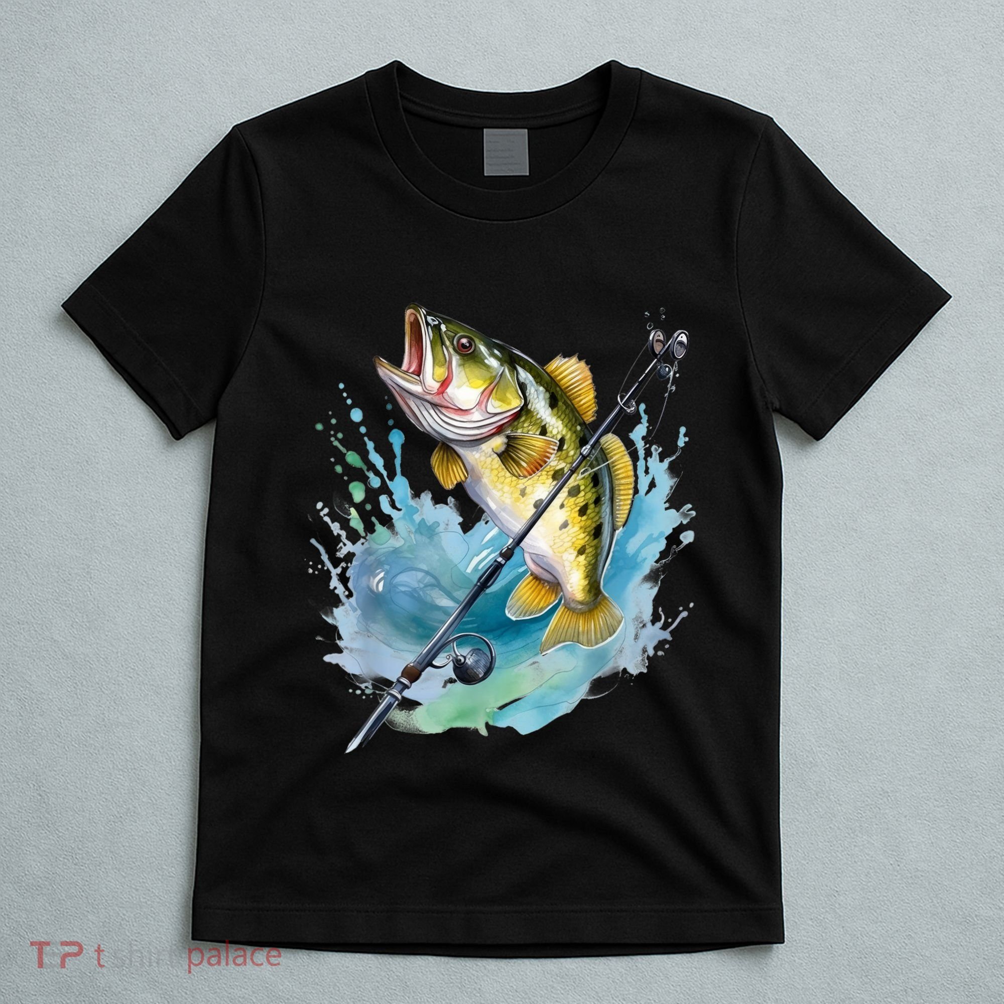 Large Mouth Bass Fish Funny Fishing Fisherman Men T-Shirt