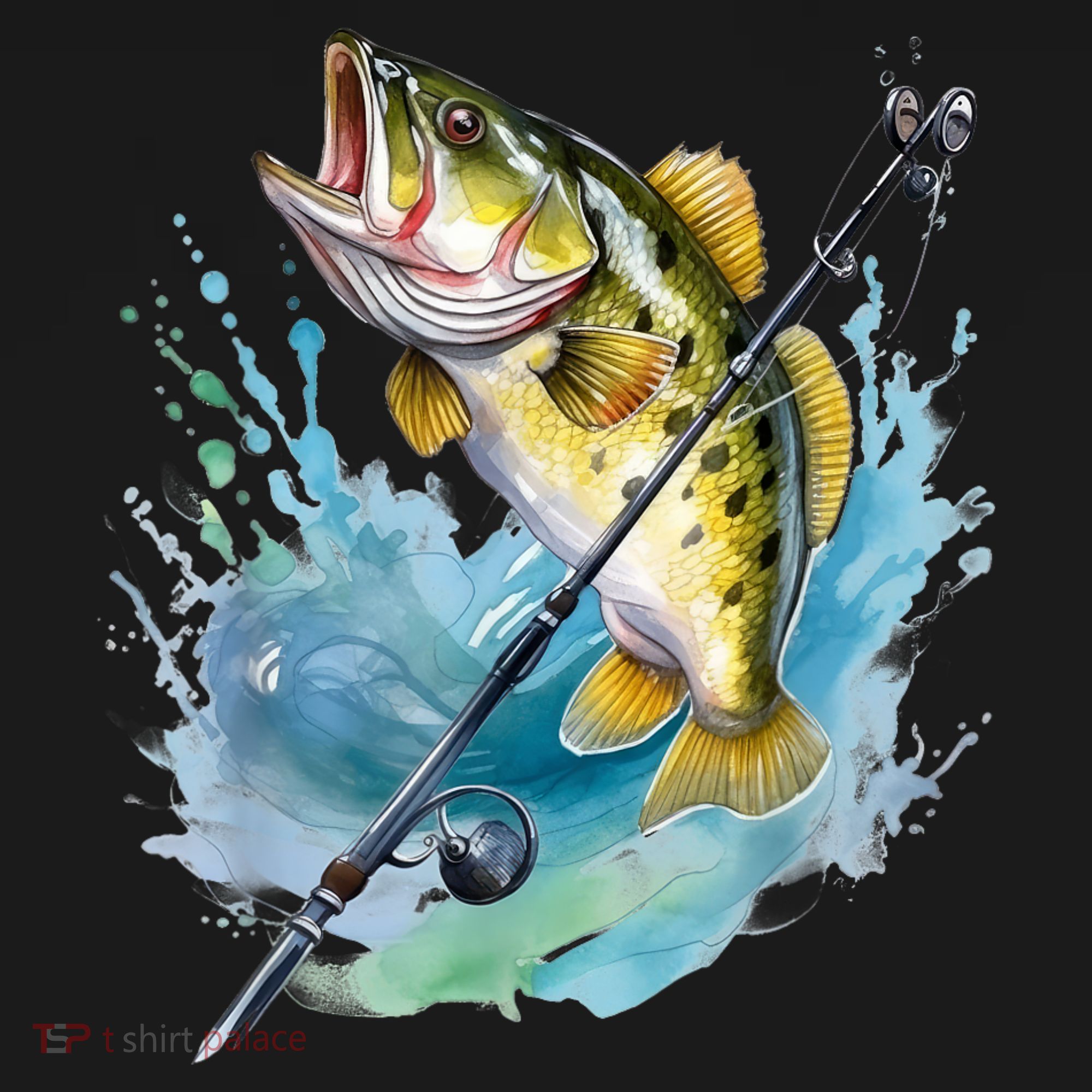 Large Mouth Bass Fish Funny Fishing Fisherman Men T-Shirt