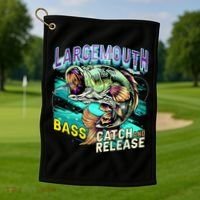 Large Mouth Bass Golf Towel thumb 1