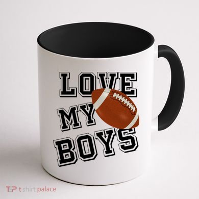 Love My Boys Cute Football Coffee Mug back