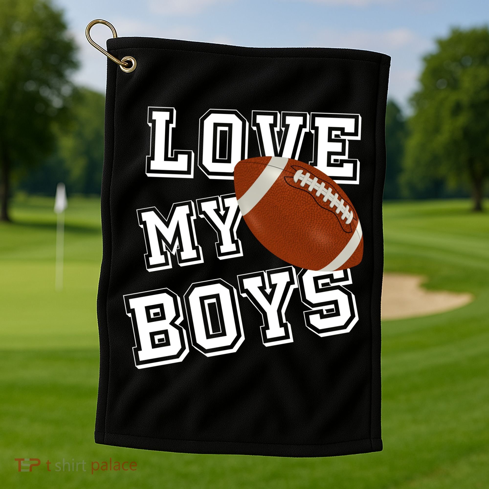 Love My Boys Cute Football Golf Towel