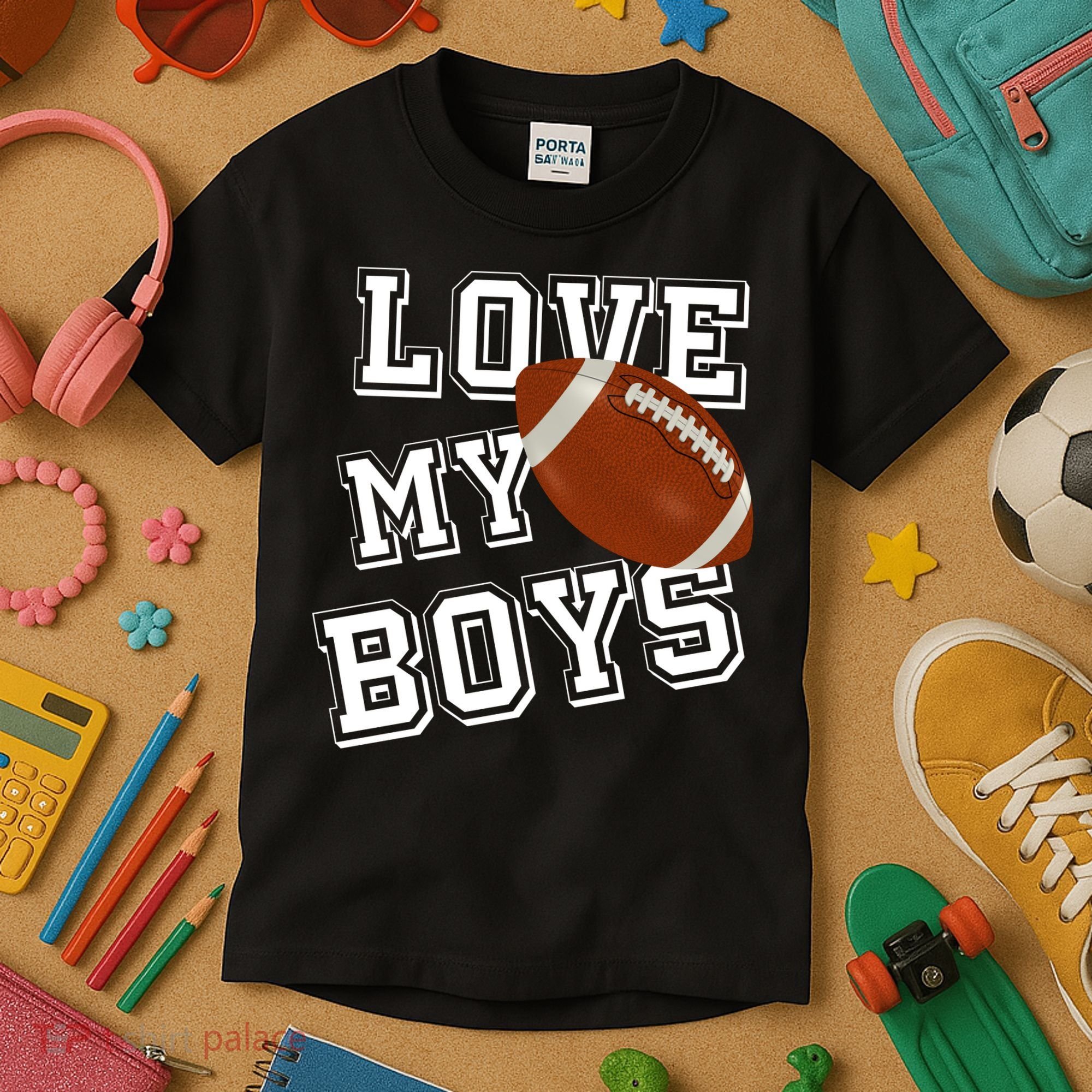 Love My Boys Cute Football Kids T-Shirt