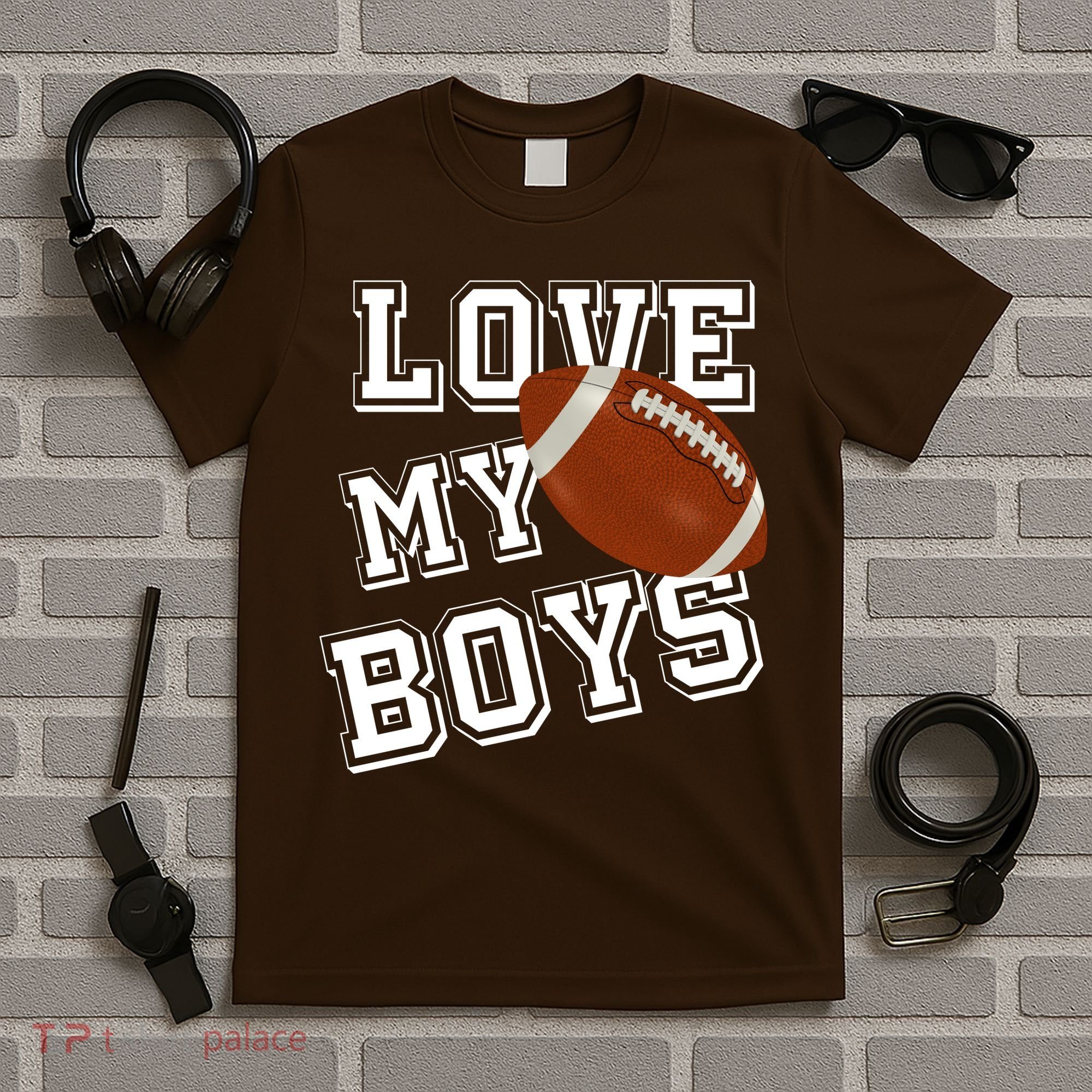 Love My Boys Cute Football T-Shirt