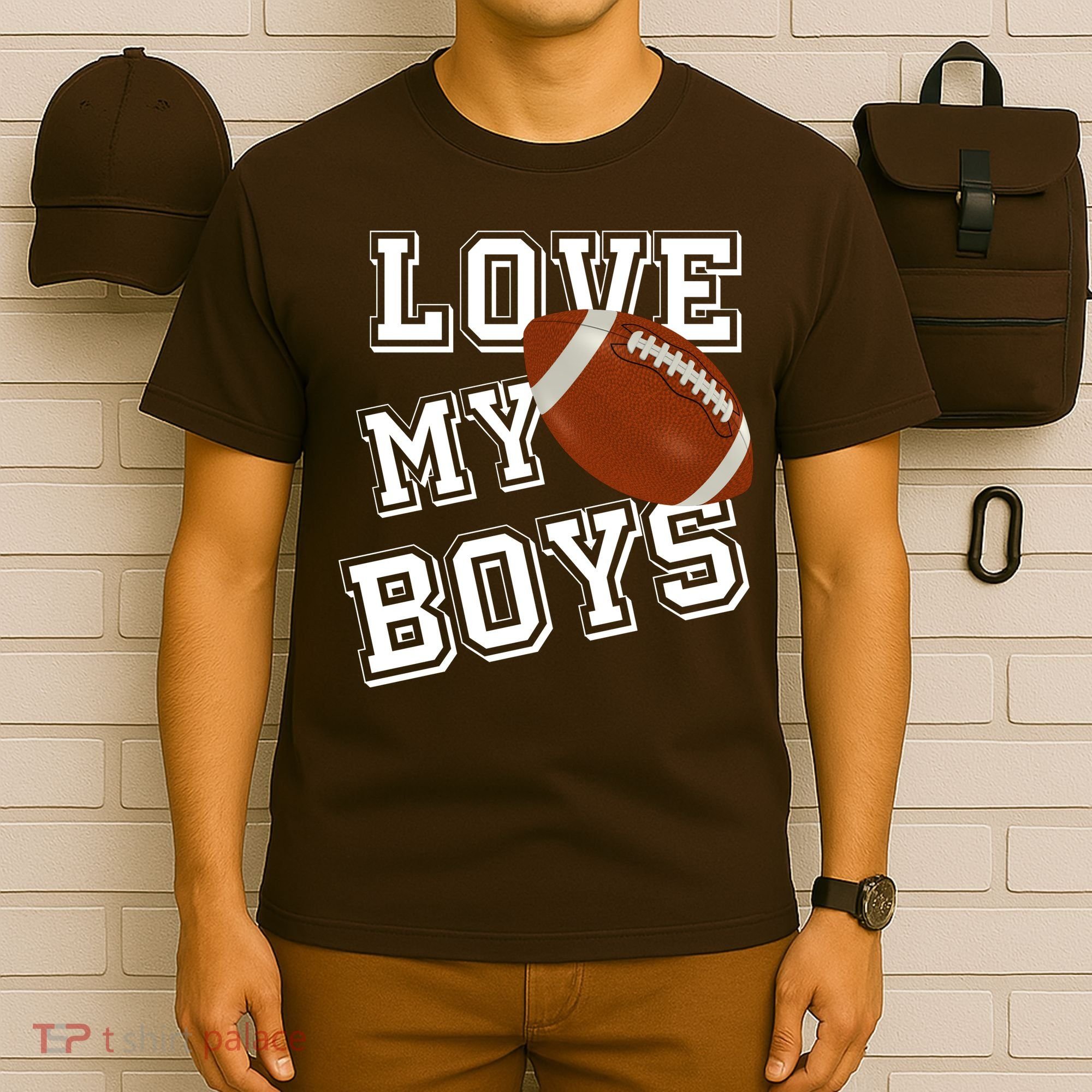 Love My Boys Cute Football T-Shirt