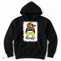 Leopard Messy Bun Ball Mom Baseball Softball Mom Mothers Day Hoodie thumb 0