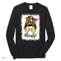 Leopard Messy Bun Ball Mom Baseball Softball Mom Mothers Day Long Sleeve Shirt thumb 0