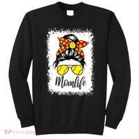 Leopard Messy Bun Ball Mom Baseball Softball Mom Mothers Day Sweatshirt thumb 0