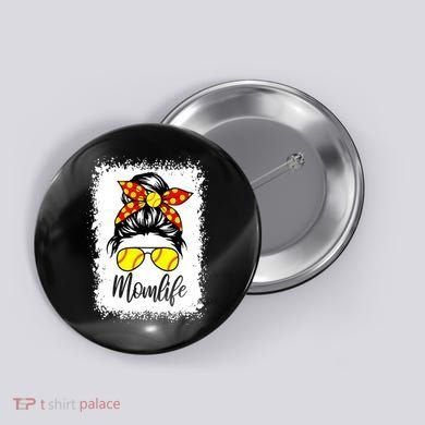 Leopard Messy Bun Ball Mom Baseball Softball Mom Mothers Day Button