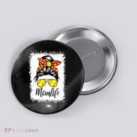 Leopard Messy Bun Ball Mom Baseball Softball Mom Mothers Day Button thumb 0