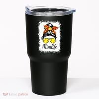 Leopard Messy Bun Ball Mom Baseball Softball Mom Mothers Day Tumbler thumb 0