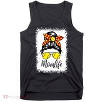 Leopard Messy Bun Ball Mom Baseball Softball Mom Mothers Day Tank Top thumb 0