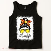 Leopard Messy Bun Ball Mom Baseball Softball Mom Mothers Day Tank Top thumb 2