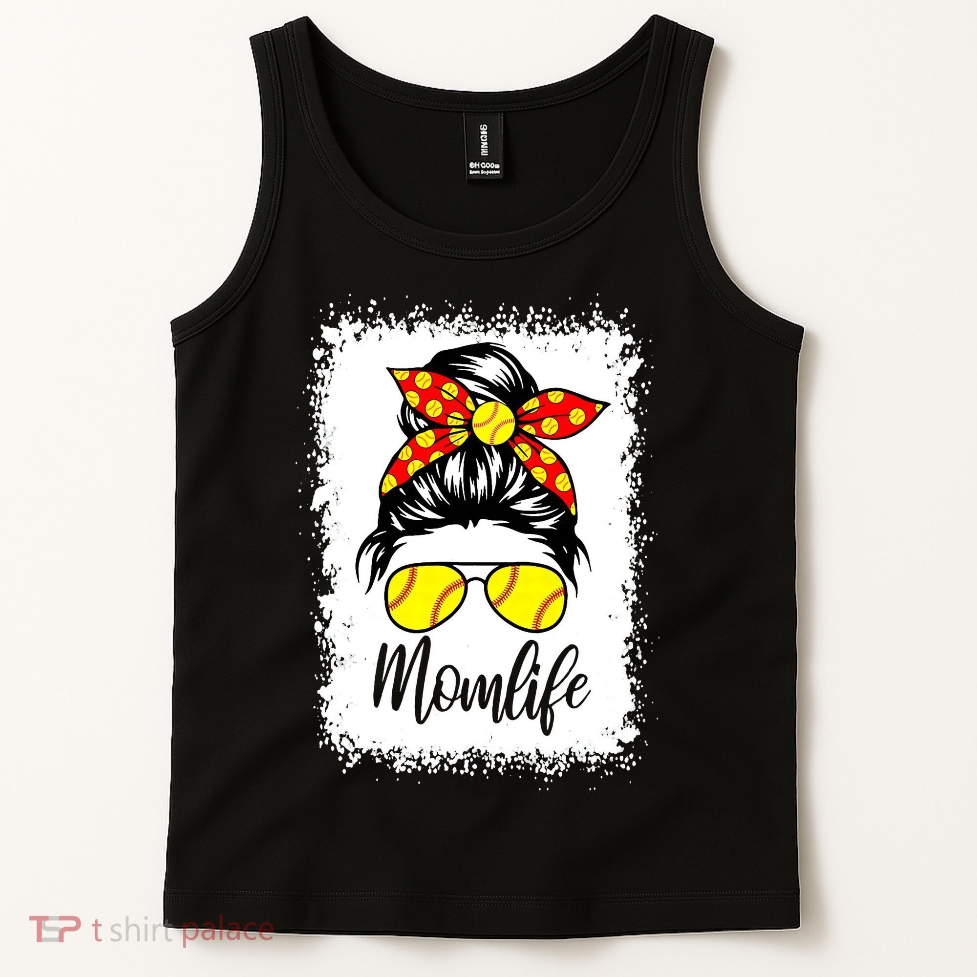 Leopard Messy Bun Ball Mom Baseball Softball Mom Mothers Day Tank Top