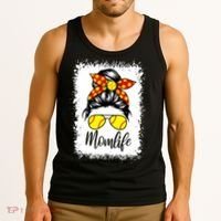 Leopard Messy Bun Ball Mom Baseball Softball Mom Mothers Day Tank Top thumb 3