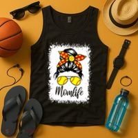 Leopard Messy Bun Ball Mom Baseball Softball Mom Mothers Day Tank Top thumb 4