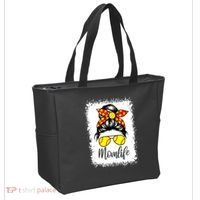 Leopard Messy Bun Ball Mom Baseball Softball Mom Mothers Day Tote Bag thumb 2