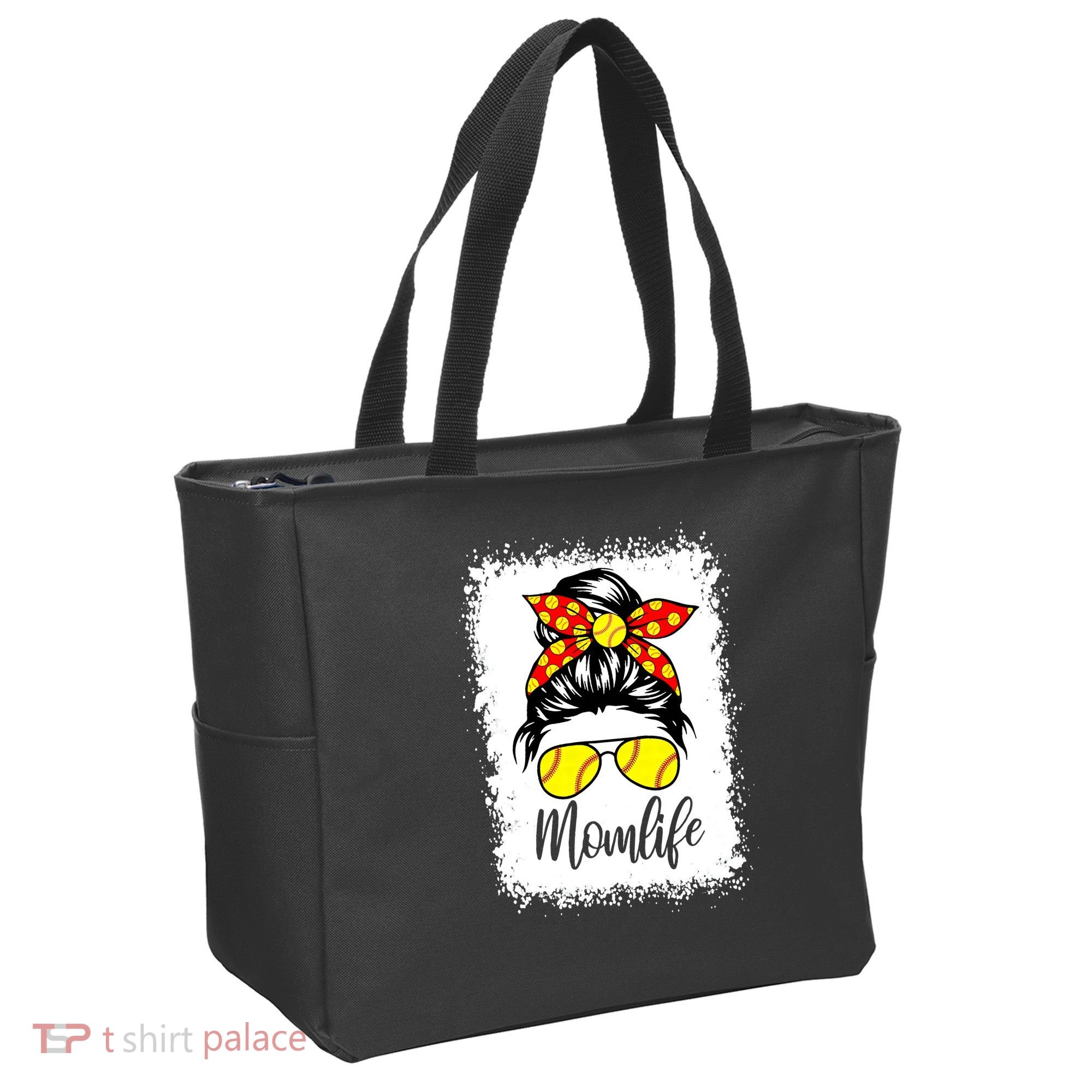 Leopard Messy Bun Ball Mom Baseball Softball Mom Mothers Day Tote Bag