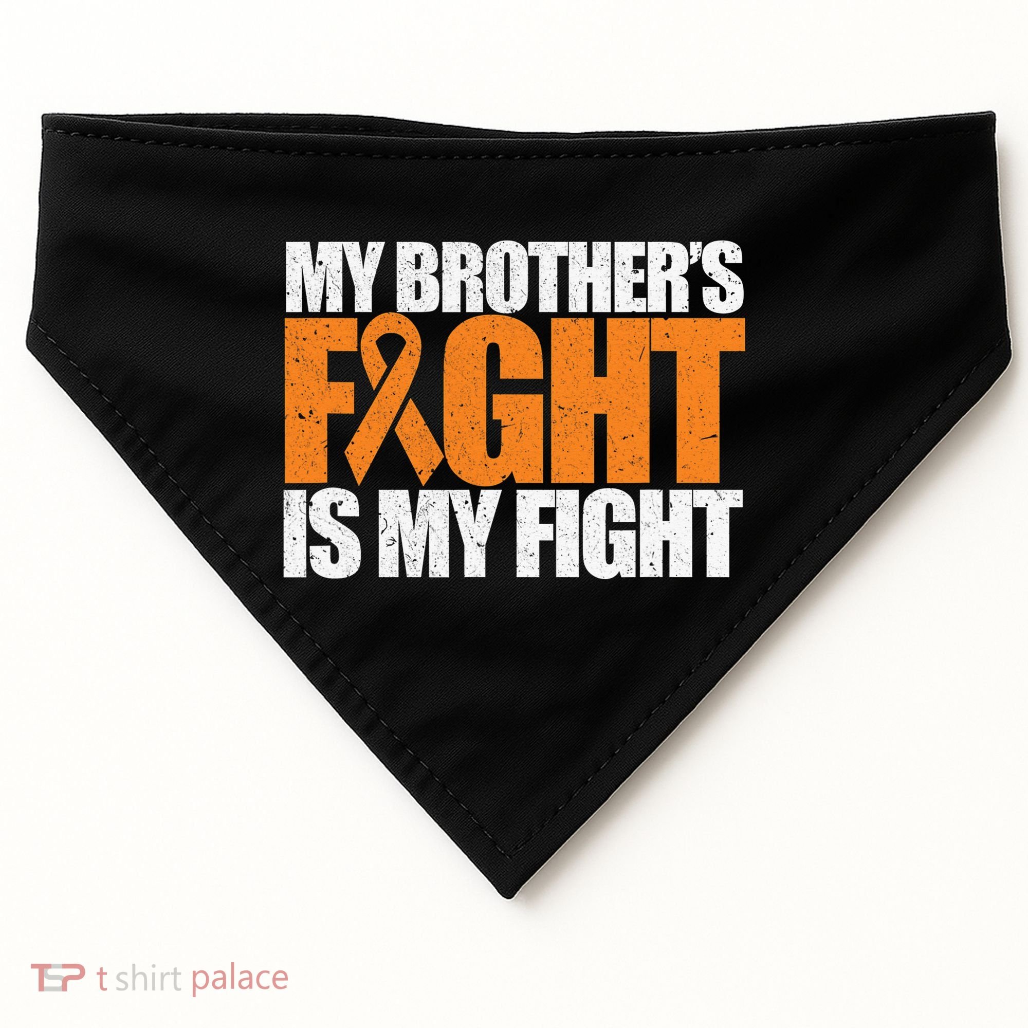 Leukemia My Brother's Fight Is My Fight Awareness Distressed USA-Made Doggie Bandana