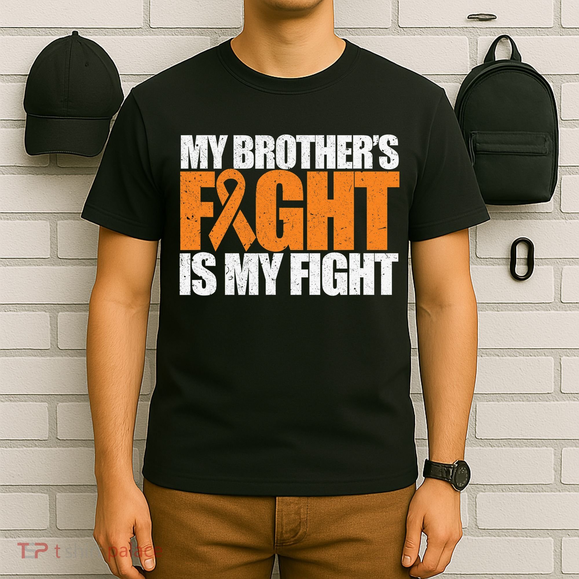 Leukemia My Brother's Fight Is My Fight Awareness Distressed T-Shirt