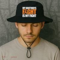 Leukemia My Brother's Fight Is My Fight Awareness Distressed Bucket Hat thumb 2