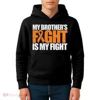 Leukemia My Brother's Fight Is My Fight Awareness Distressed Kids Hoodie thumb 4