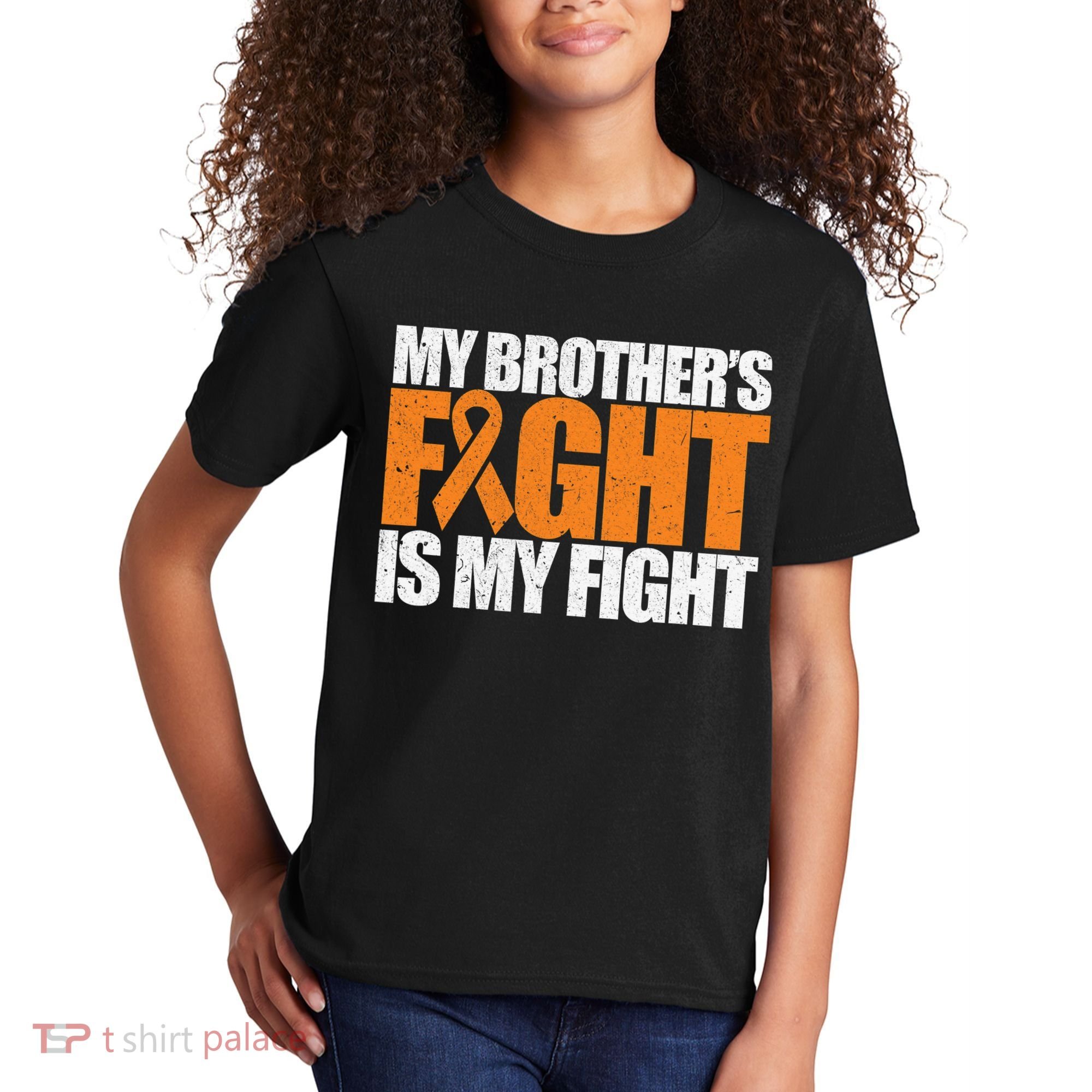 Leukemia My Brother's Fight Is My Fight Awareness Distressed Kids T-Shirt