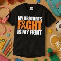 Leukemia My Brother's Fight Is My Fight Awareness Distressed Kids T-Shirt thumb 3