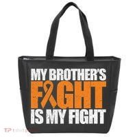 Leukemia My Brother's Fight Is My Fight Awareness Distressed Tote Bag thumb 0