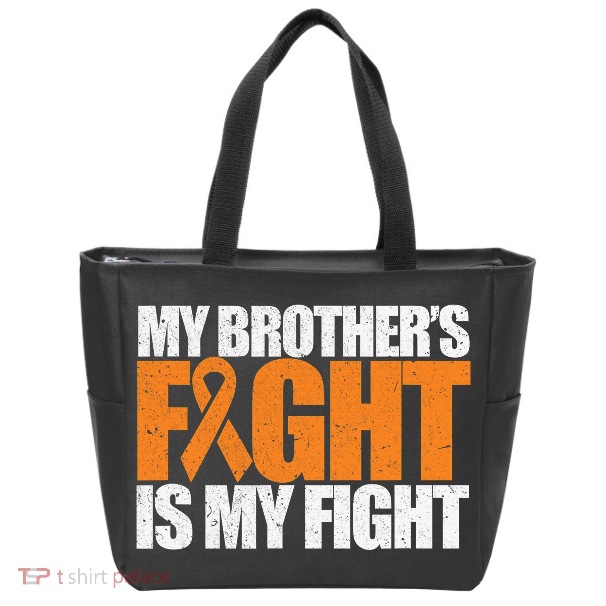 Leukemia My Brother's Fight Is My Fight Awareness Distressed Tote Bag