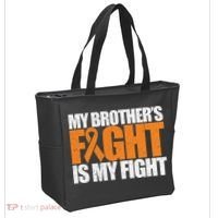 Leukemia My Brother's Fight Is My Fight Awareness Distressed Tote Bag thumb 2