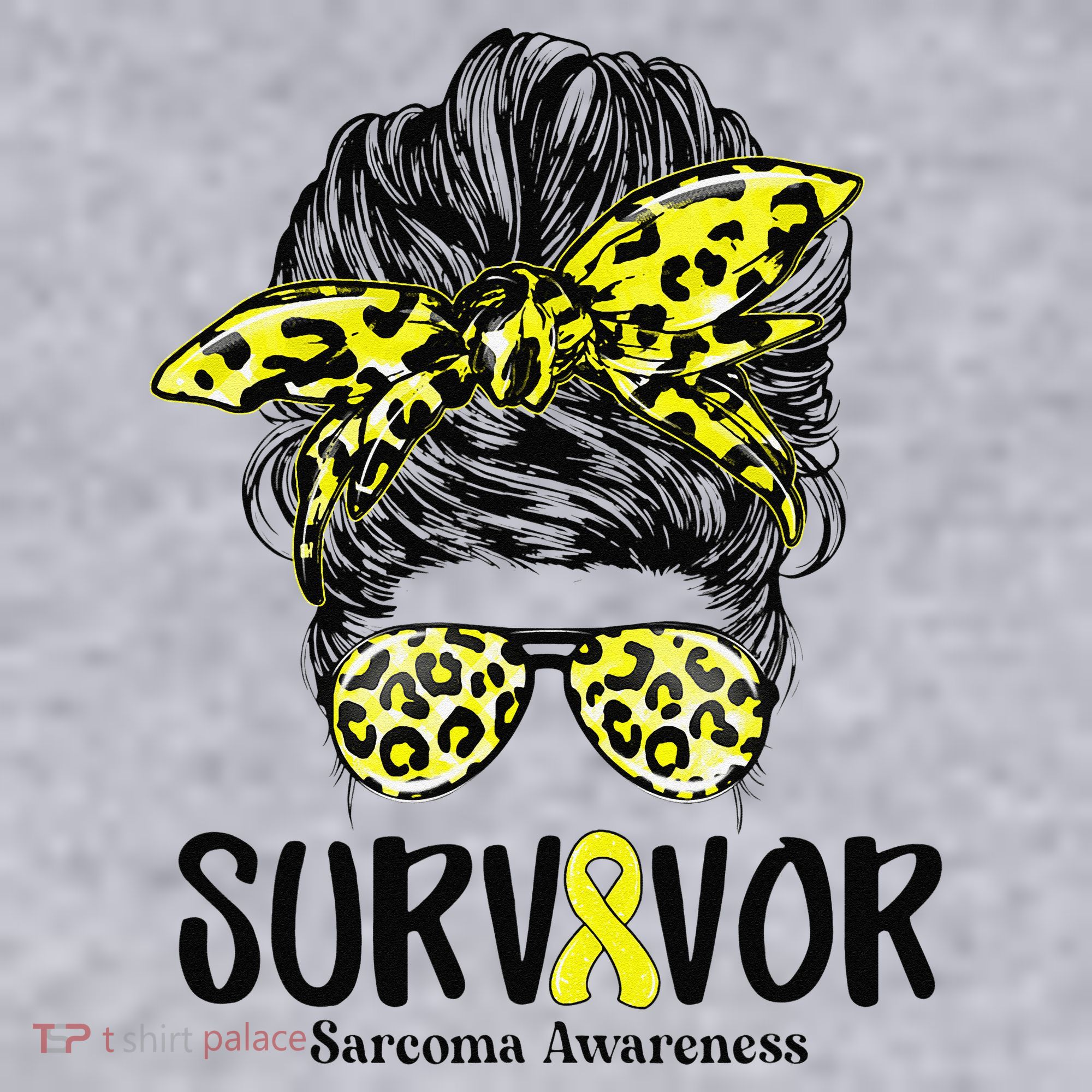 Leopard Messy Bun  Survivor Sarcoma Awareness Women's Sweatshirt