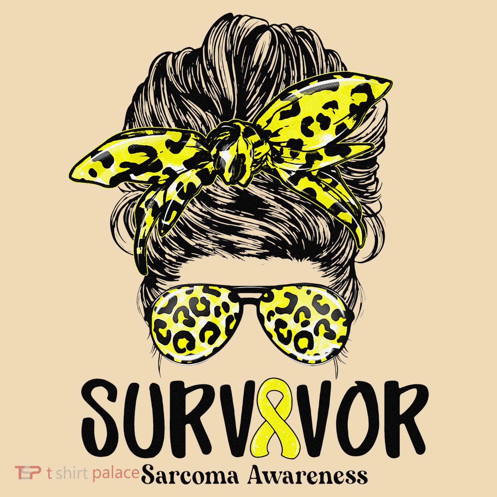 Leopard Messy Bun  Survivor Sarcoma Awareness Tote Bag