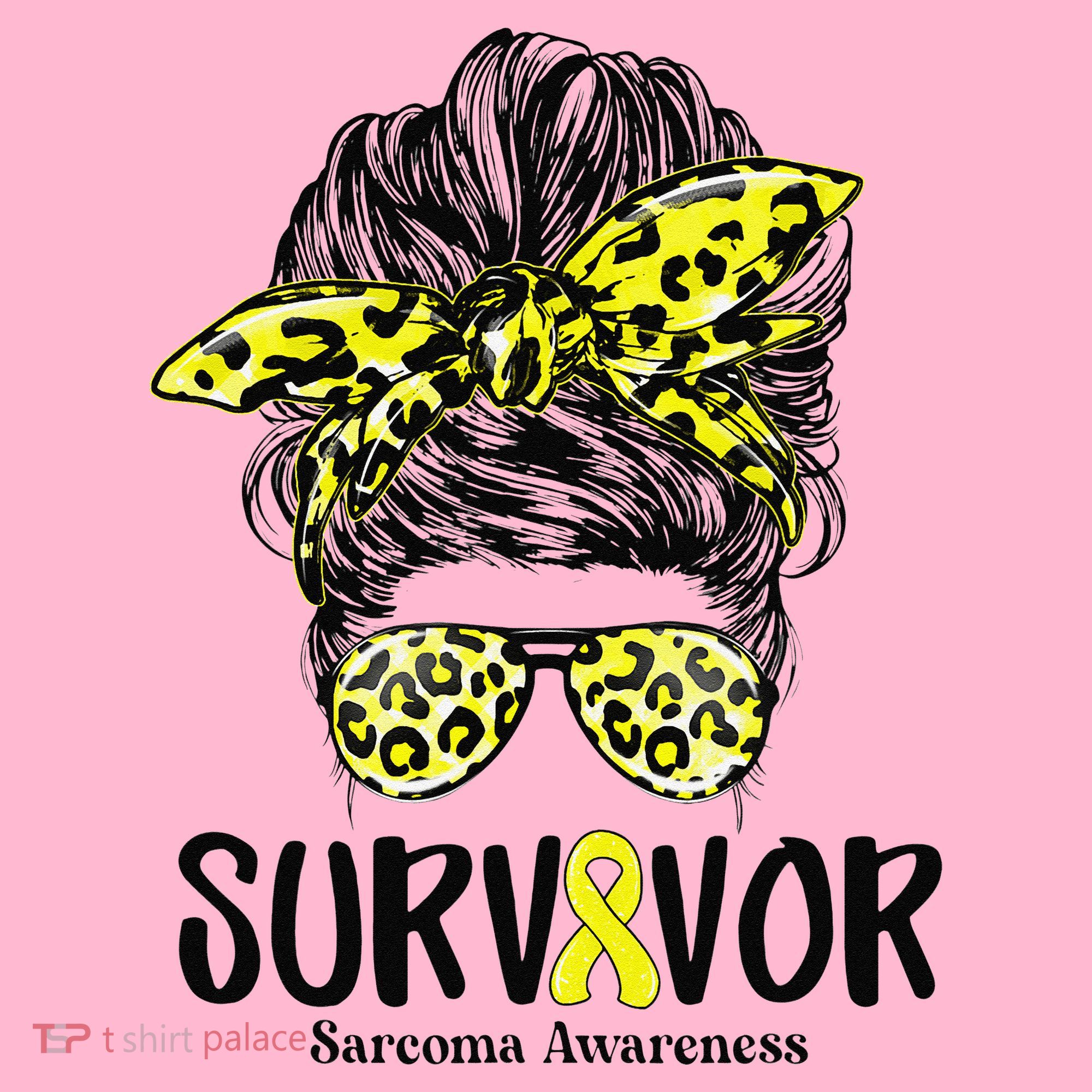 Leopard Messy Bun  Survivor Sarcoma Awareness Coaster