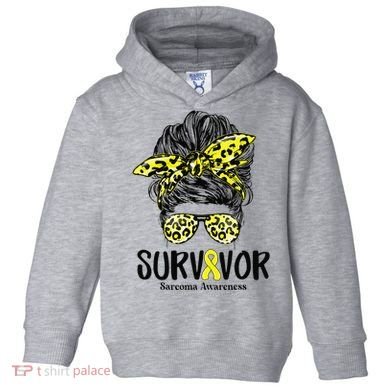 Leopard Messy Bun  Survivor Sarcoma Awareness Toddler Hoodie