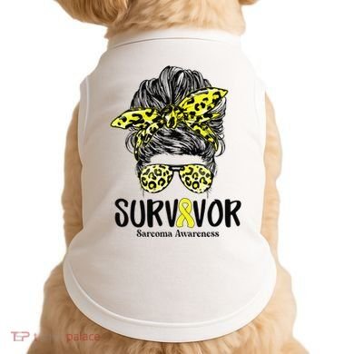 Leopard Messy Bun  Survivor Sarcoma Awareness Doggie Tank