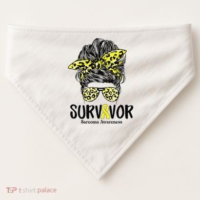 Leopard Messy Bun  Survivor Sarcoma Awareness USA-Made Doggie Bandana