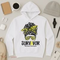 Leopard Messy Bun  Survivor Sarcoma Awareness Hoodie thumb 3