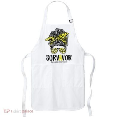 Leopard Messy Bun  Survivor Sarcoma Awareness Apron