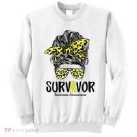 Leopard Messy Bun  Survivor Sarcoma Awareness Sweatshirt thumb 0