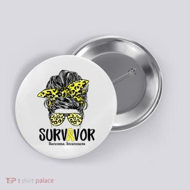 Leopard Messy Bun  Survivor Sarcoma Awareness Button