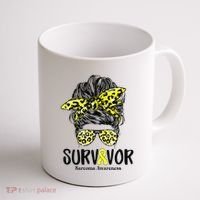 Leopard Messy Bun  Survivor Sarcoma Awareness Coffee Mug thumb 1