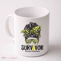 Leopard Messy Bun  Survivor Sarcoma Awareness Coffee Mug thumb 0